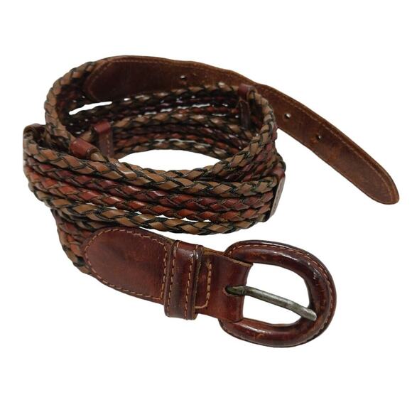Turkey Luxe Braided Leather Belt Men's Sz 38 Brown Sporty Golf Preppy Workwear - Picture 1 of 11